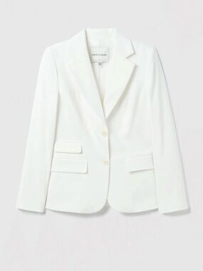 Judith & Charles Cream Tailored Two-Button Blazer